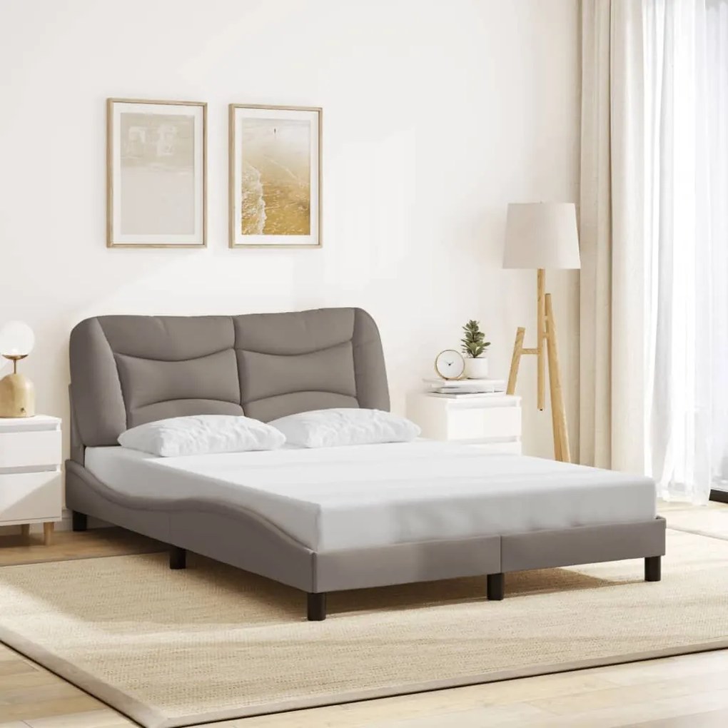 Cama sem colchão 140x200 cm tecido castanho-acinzentado