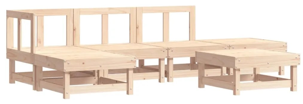 6 pcs conjunto lounge jardim c/ almofadões madeira maciça