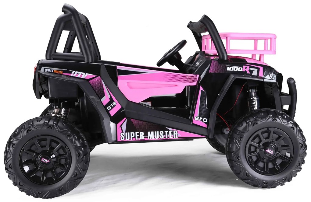 Jipe elétrico para crianças Tipo UTV 24V 2 Lugares em imitação de pele, comando à distância 2,4 GHz, 2 motores de 200 W, bateria de lítio, travão elét