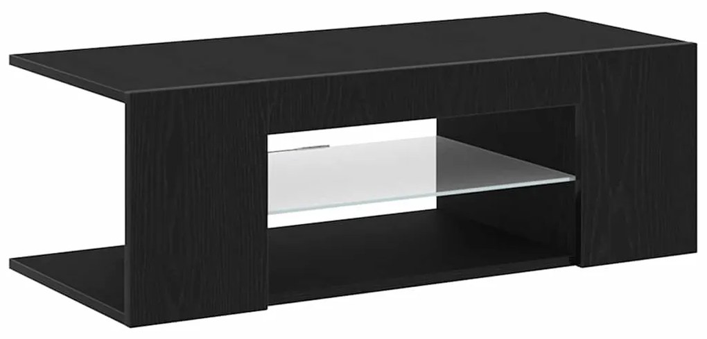 Armário de TV vidaXL com Luzes LED Carvalho Preto 90x39x30 cm Madeira