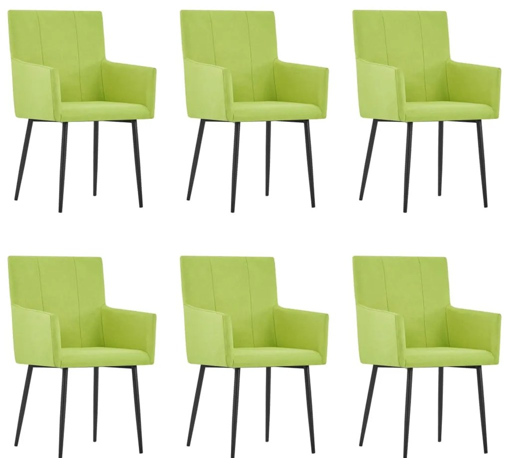 vidaXL Cadeiras de jantar com apoio de braços 6 pcs tecido verde