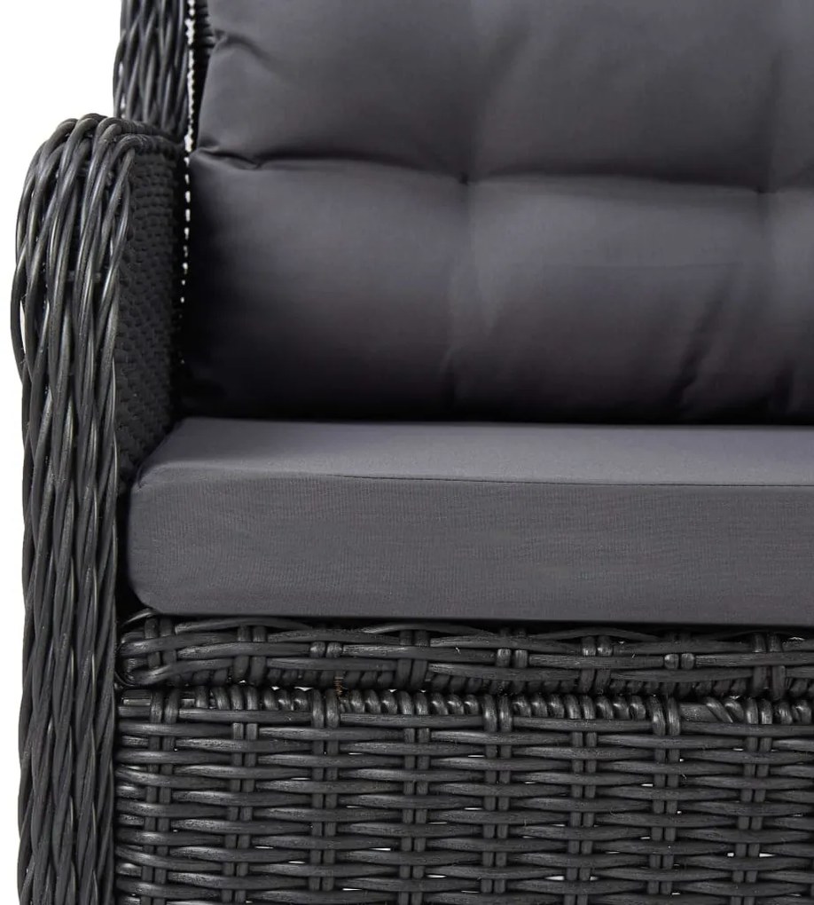 3 pcs conjunto de jantar para jardim preto
