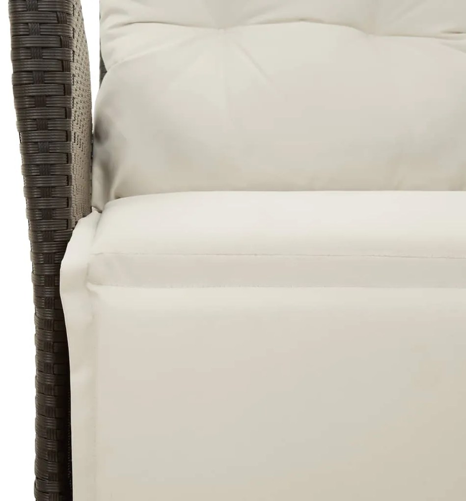 3 pcs conjunto de jantar p/ jardim c/ almofadões vime PE preto