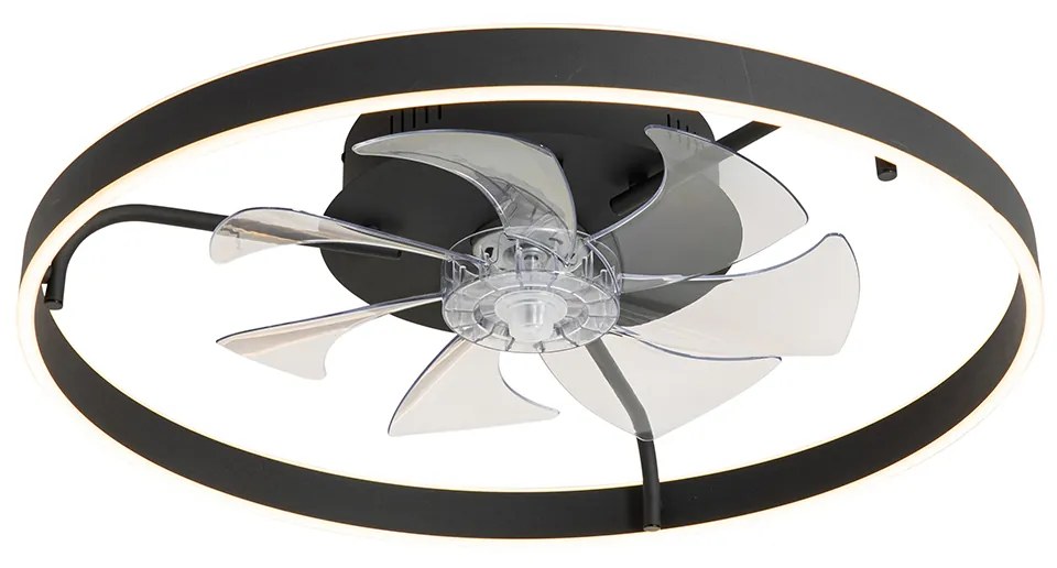 Ventilador de teto preto 70cm incl. LED regulável com controle remoto - Maddy Design