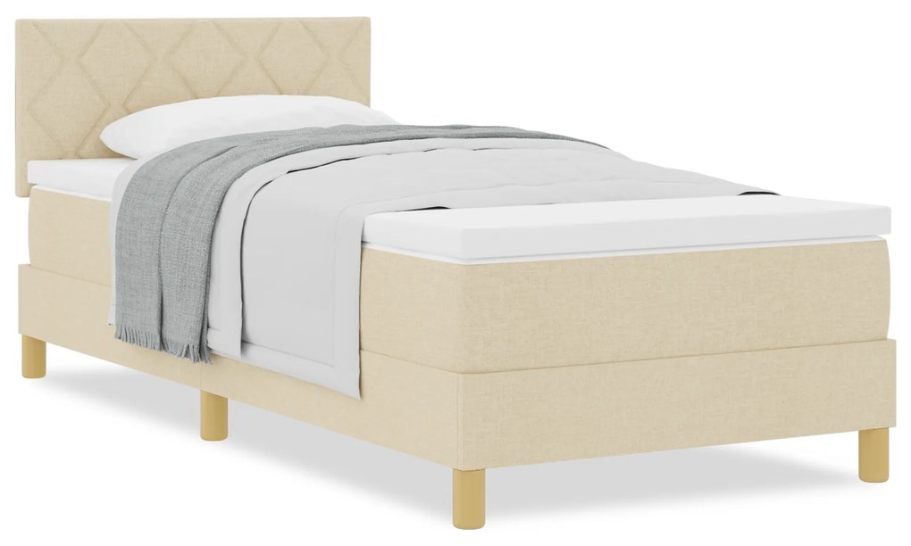 Cama Box Spring com Colchão Creme 90x200 cm Tecido