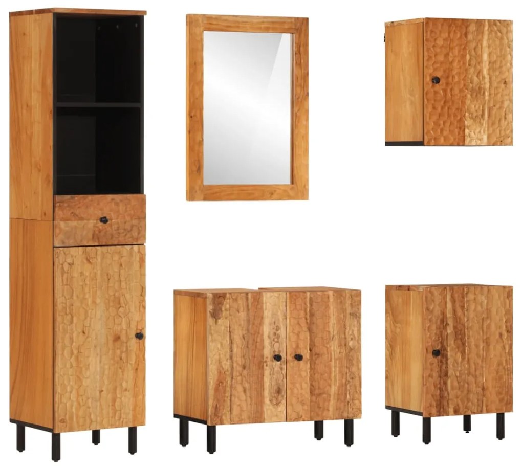 vidaXL 5 pcs conjunto de móveis para casa de banho acácia maciça