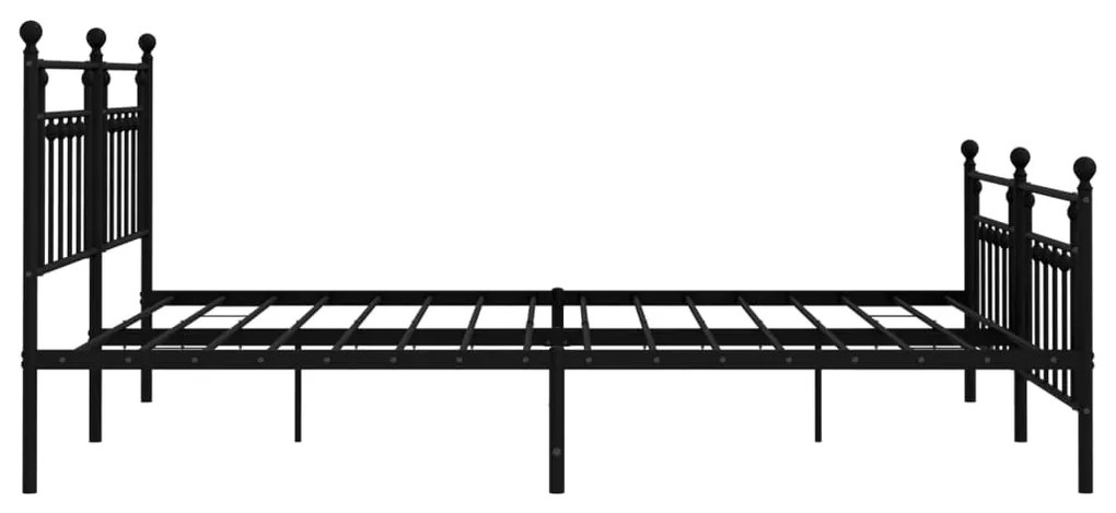Estrutura de cama com cabeceira e pés 200x200 cm metal preto