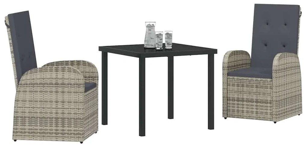 Conjunto de Móveis para Exteriores com almofada 3 pcs Cinzento