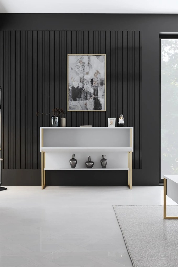Cômoda Luxe – Dourado e Branco – 120x80x30 cm