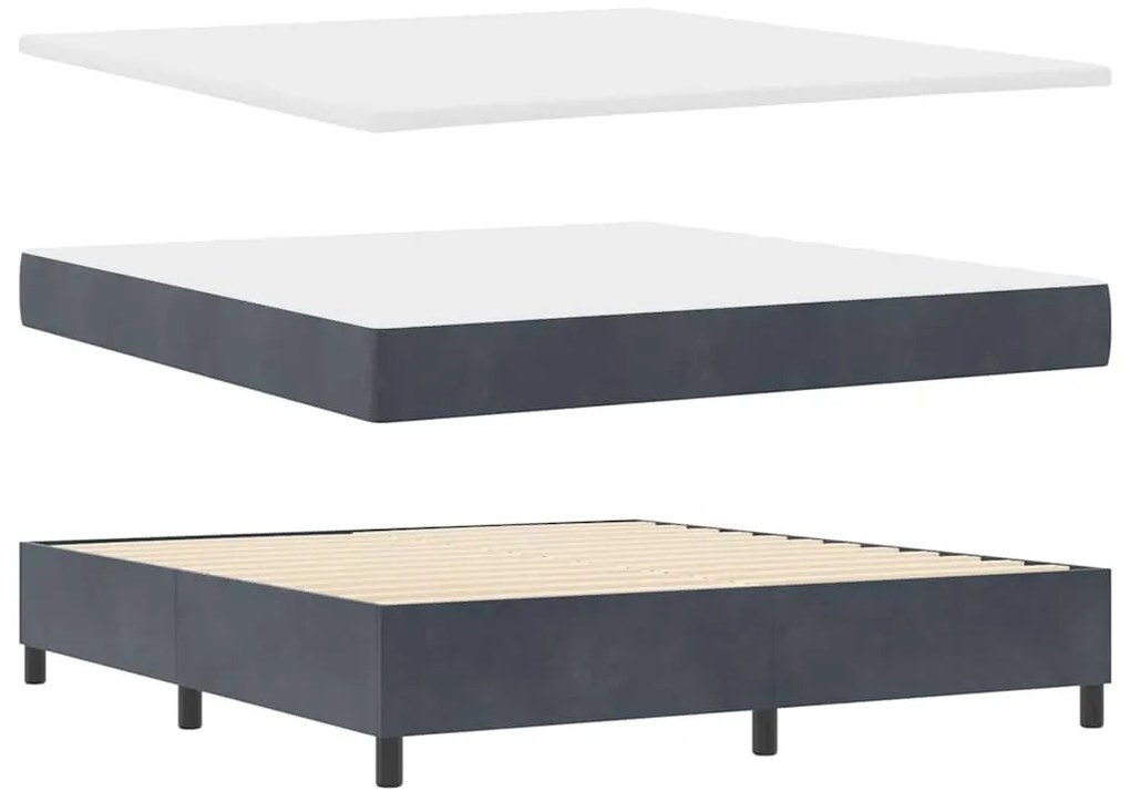 Cama com Estrado e Colchão Cinza Escuro 180x200 cm em Veludo