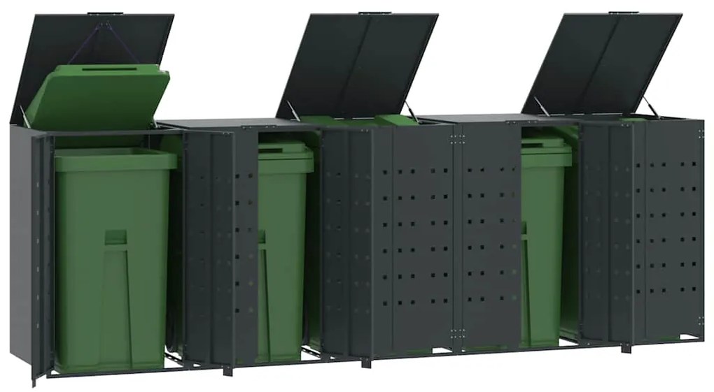 vidaXL Abrigo para 5 caixotes do lixo 345x79x117 cm aço antracite