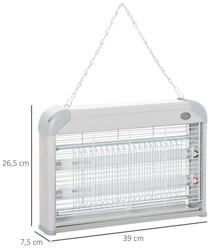 Outsunny Lâmpada Anti-mosquito Elétrica com Luz Ultravioleta 20W com 2