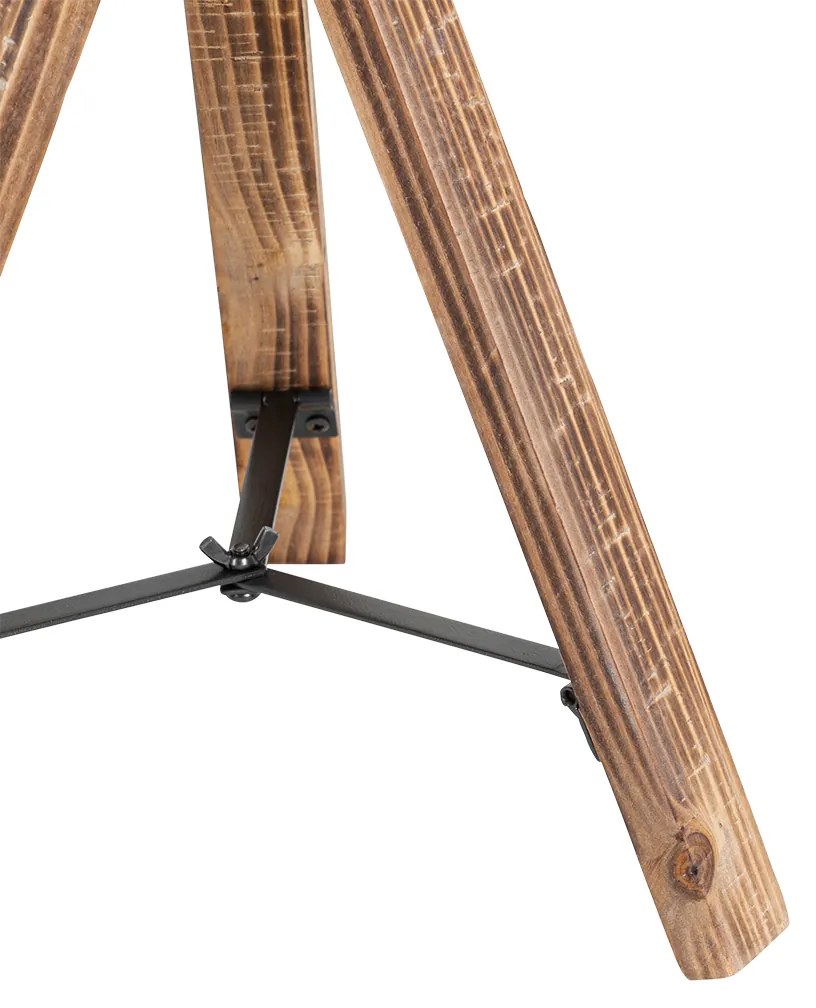 Candeeiro de mesa industrial tripé aço com madeira inclinável - Emado Industrial