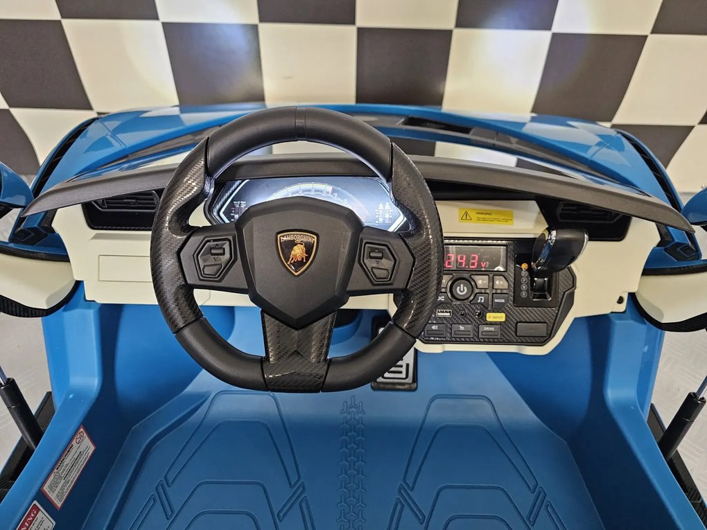 Carro elétrico infantil 3 a 7 anos Lamborghini Sián para 2 pessoas, 24V, 4x4, Pneus EVA, Controlo Remoto Azul
