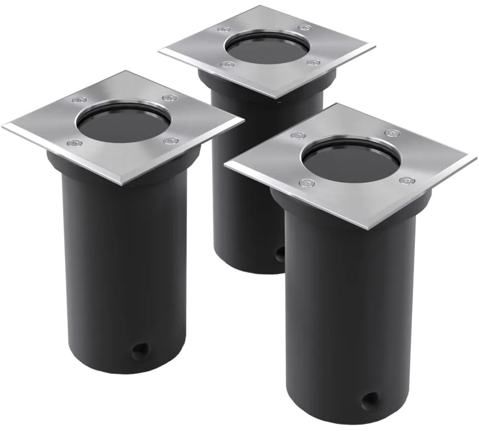 Iluminação de chão para exterior 3 pcs quadrado