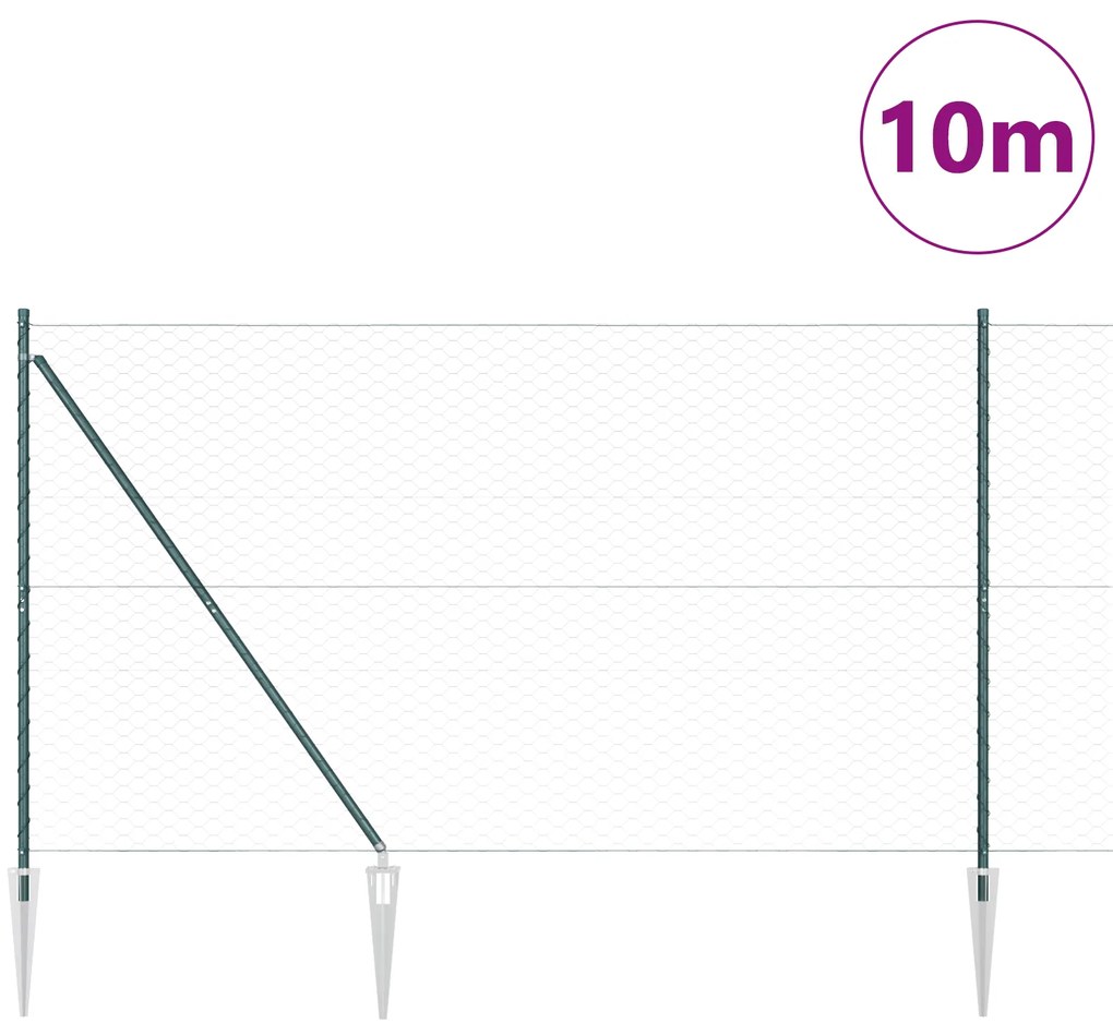 Cerca Hexagonal vidaXL Verde 1.6x10 m Aço