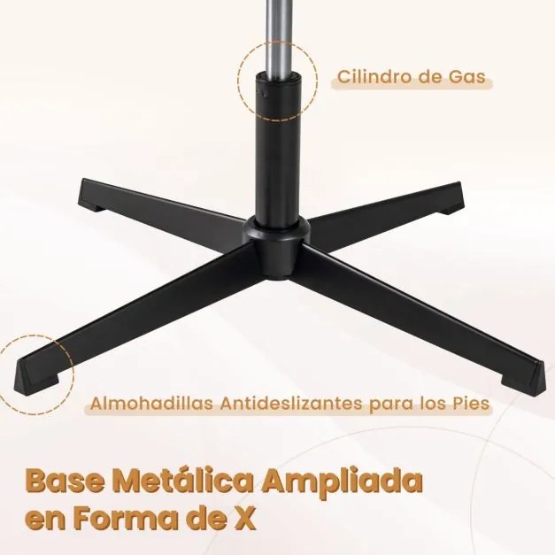 Cadeira giratória para escritório Sem Rodas com superfície de pelúcia felpuda, altura ajustável, base de metal e elevador a gás premium Castanho claro