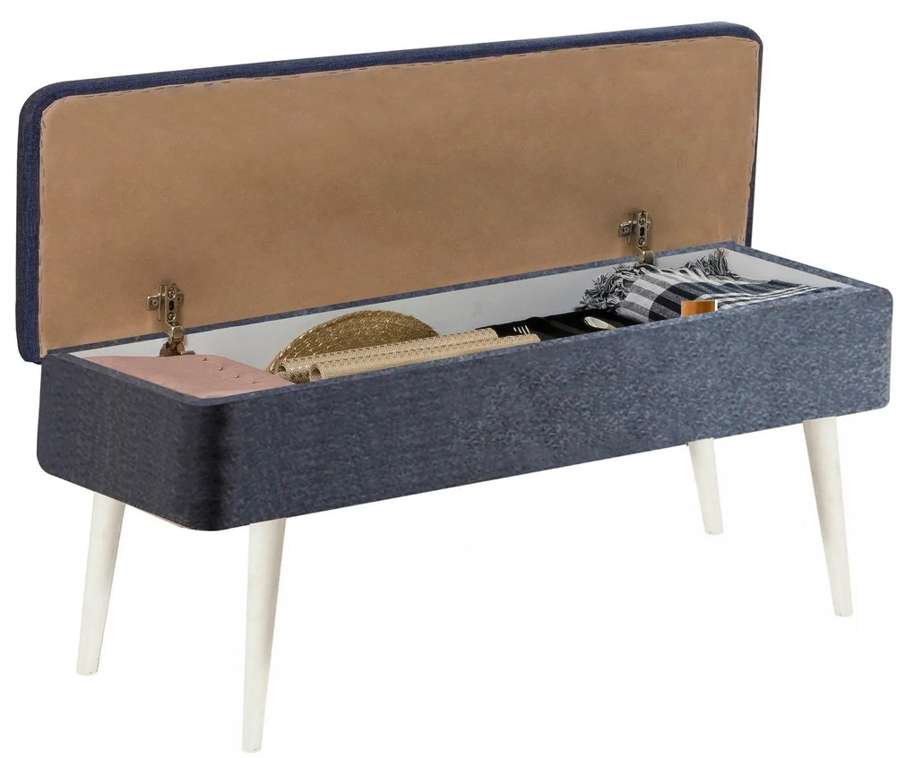 Conjunto de Mesa de Jantar Extensível e Cadeiras Vina – Branco e Azul
