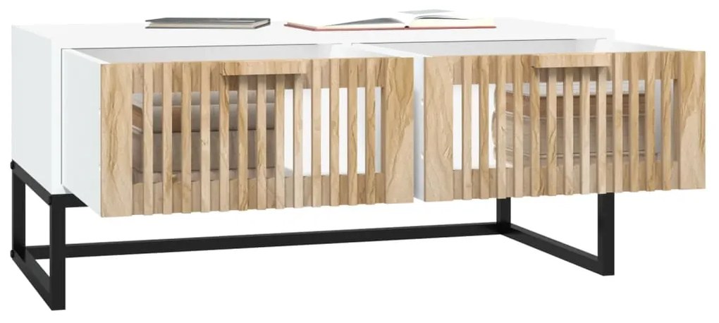 Mesa de centro 80x40x35 cm derivados de madeira/ferro branco