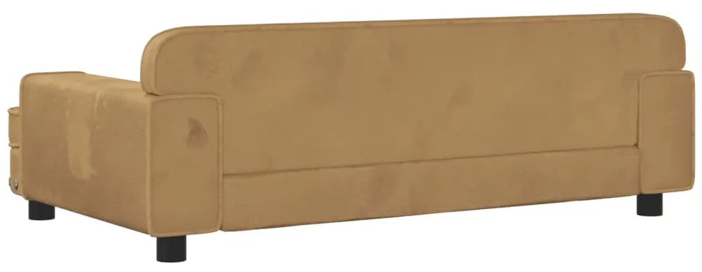 Sofá infantil 90x53x30 cm veludo castanho