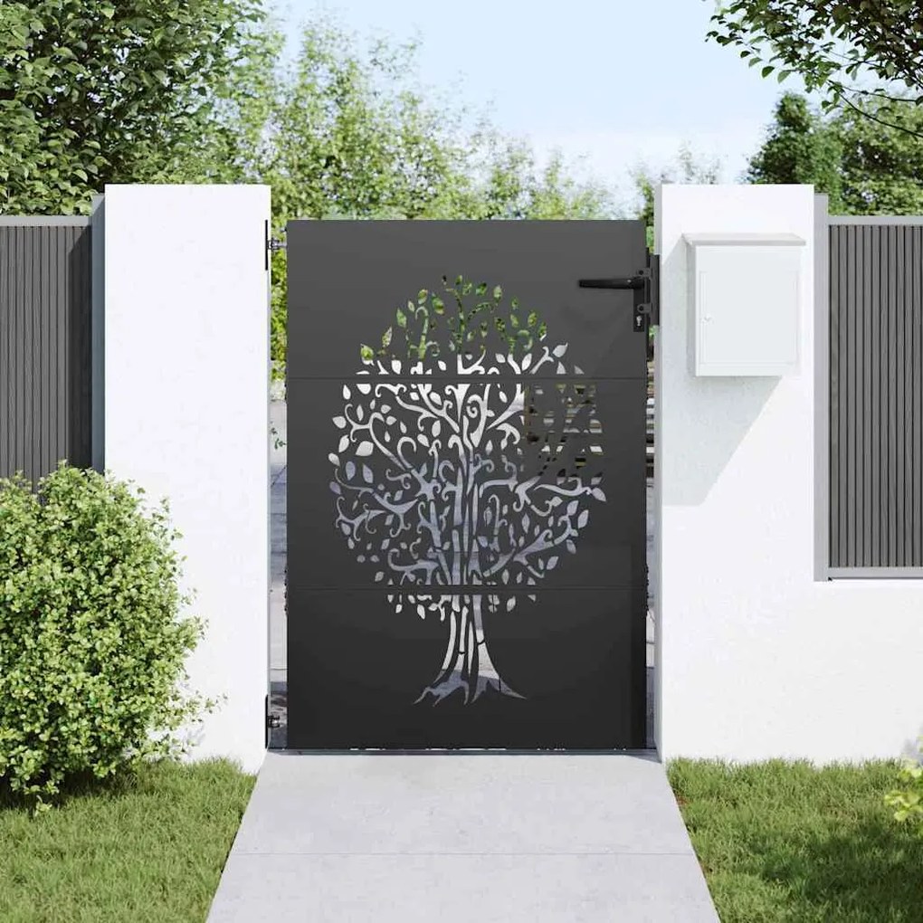 Portão de Jardim Preto 100 x 150 cm Aço com Revestimento em Pó
