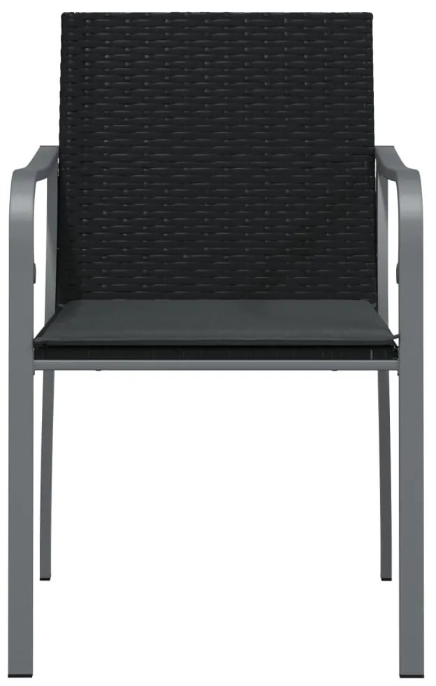 Cadeiras jardim c/ almofadões 6pcs 56x59x84 cm vime PE preto