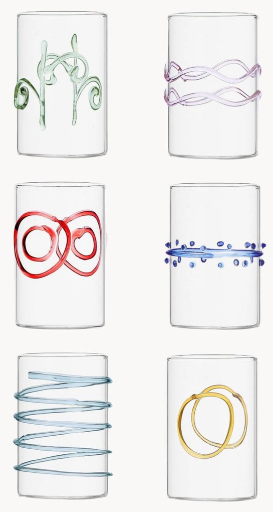 Copos de shot em vidro borosilicato artesanais Deco' Arlecchino, conjunto de 6