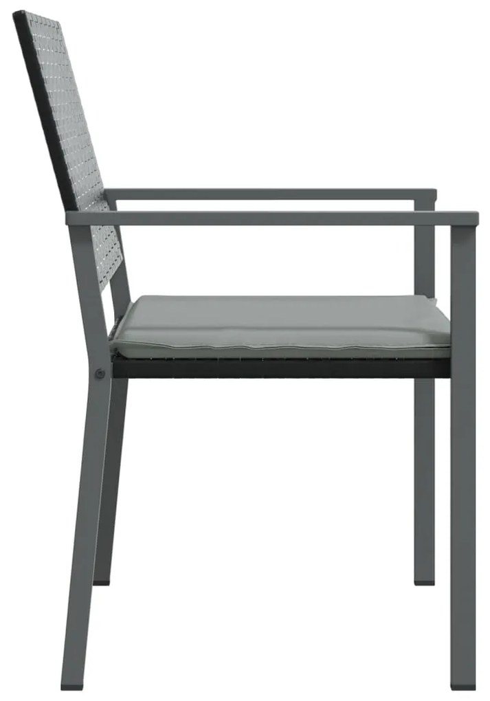 Cadeiras jardim c/ almofadões 4 pcs 54x62,5x89 cm vime PE preto
