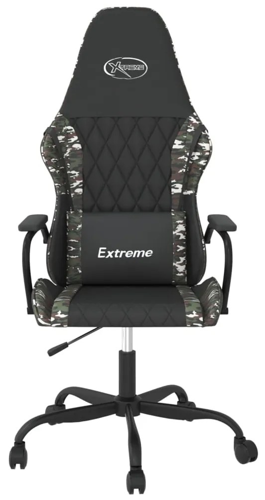 Cadeira gaming massagens couro artificial preto e camuflagem