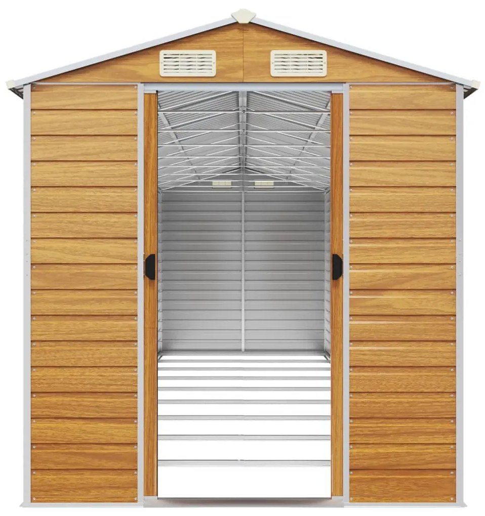 Abrigo de jardim 191x810x198 cm aço galvanizado castanho-claro