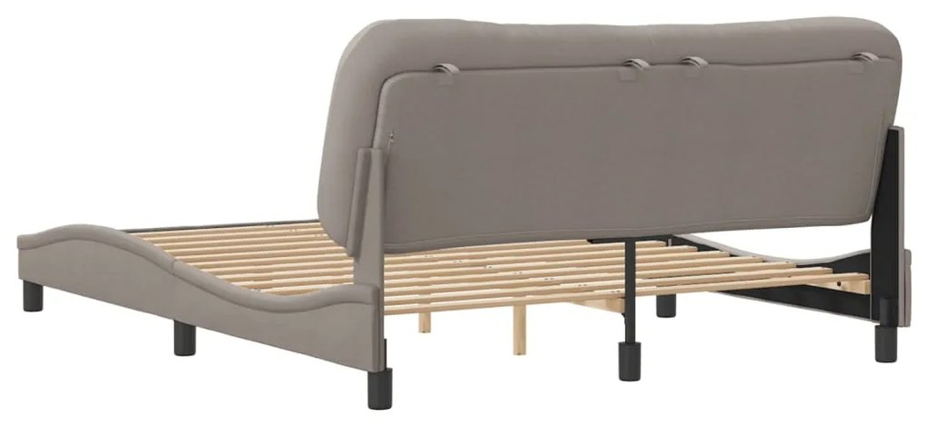 Cama sem colchão 160x200 cm tecido castanho-acinzentado