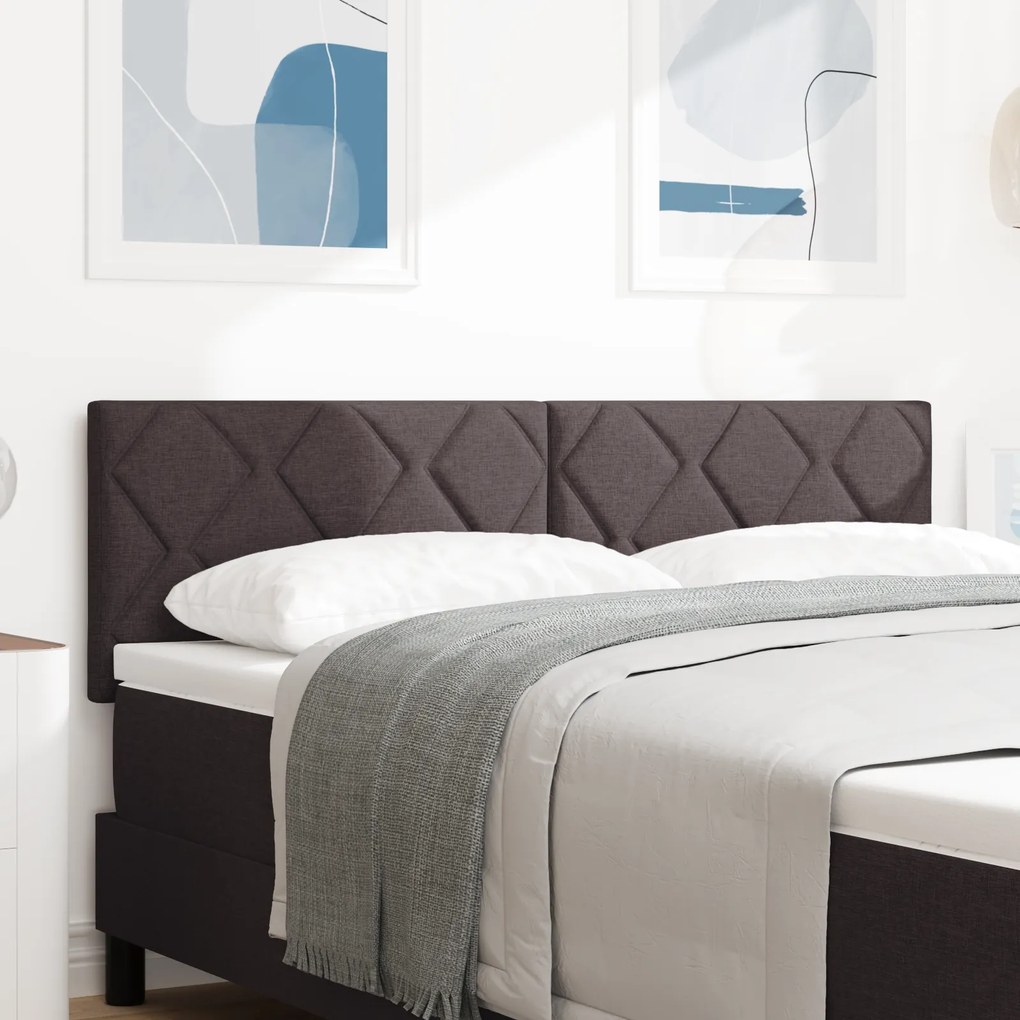 Cabeceira LED vidaXL Design Blocos de Diamante Castanho 144 cm Tecido