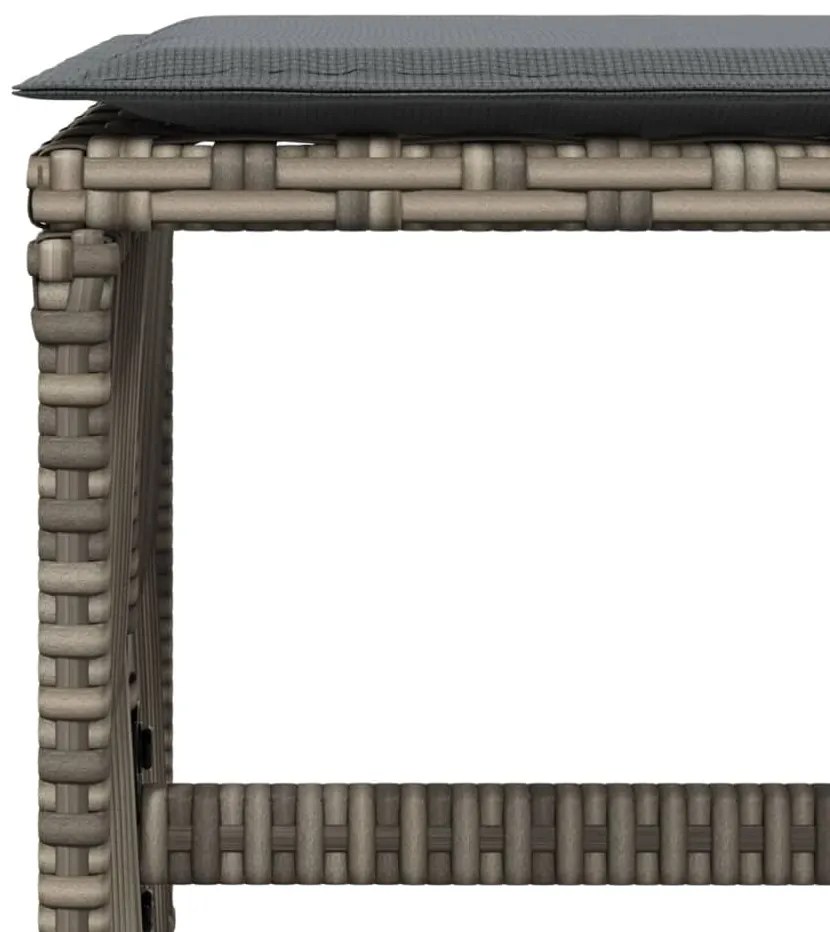 Bancos jardim com almofadões 4 pcs 41x41x36 cm vime PE cinzento