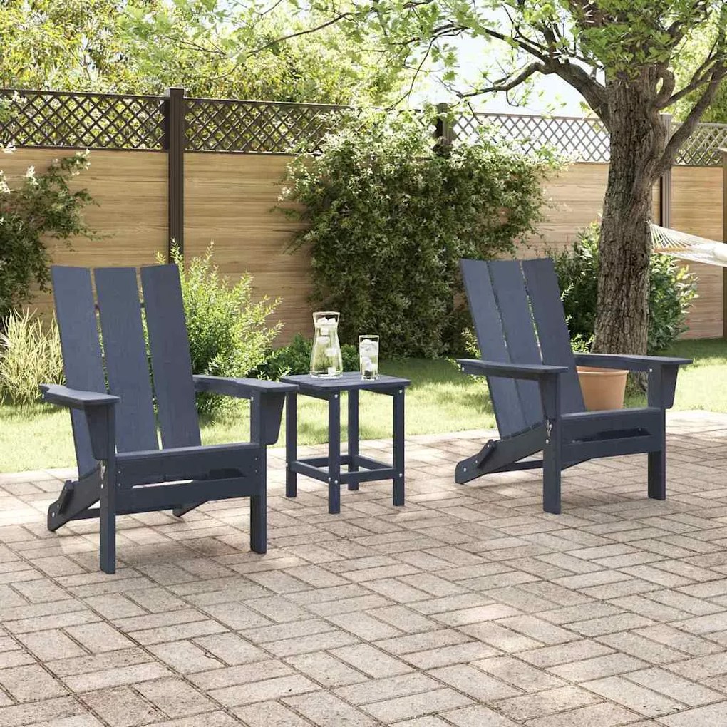 Conjunto de Lounge para Jardim vidaXL 3 Peças Azul-marinho HDPE