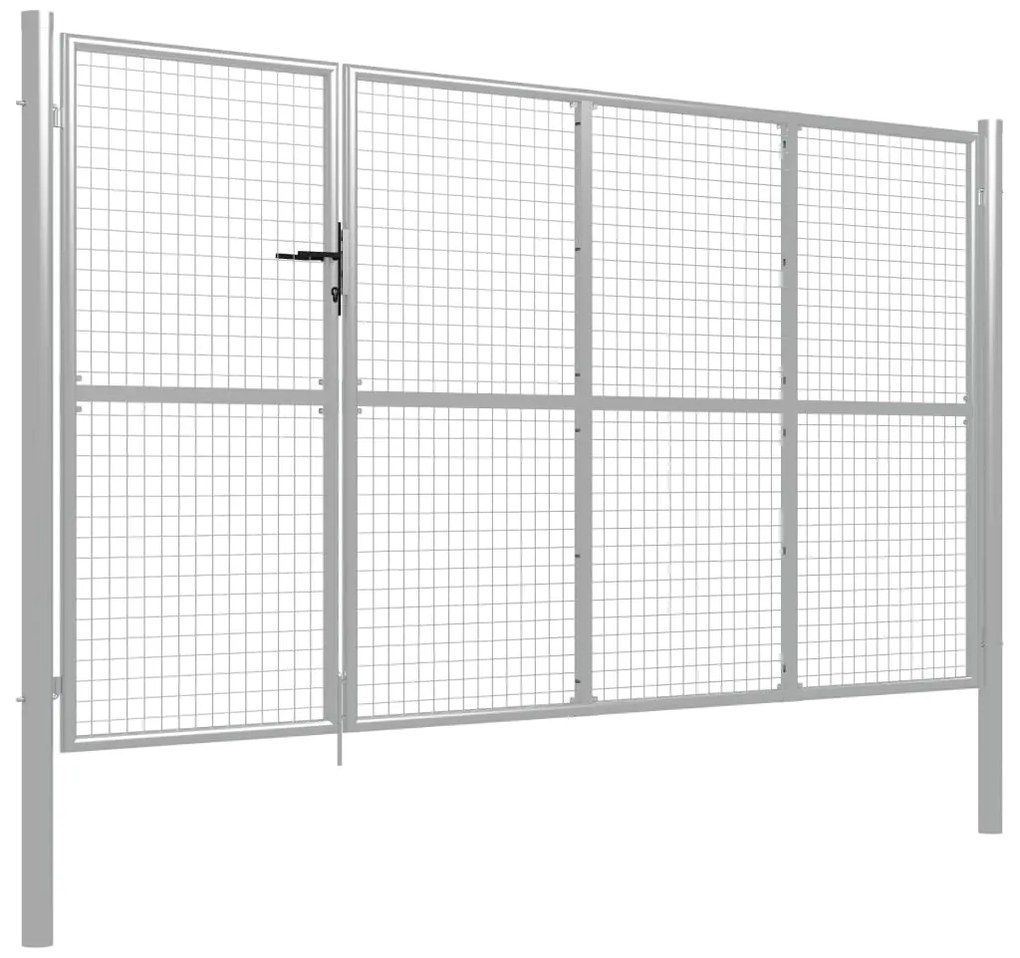 Portão de jardim 350x150 cm aço prateado