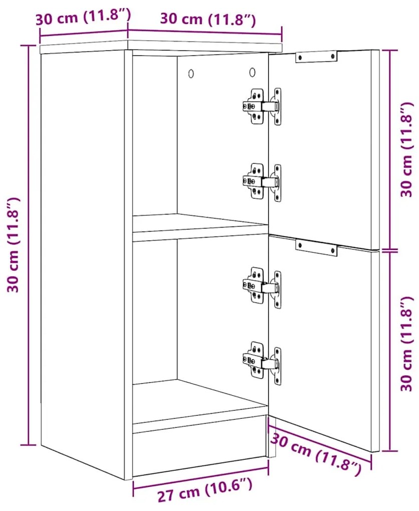 Buffets 2 pcs em Carvalho Preto, 30x30x70 cm, Feito de Madeira Derivad