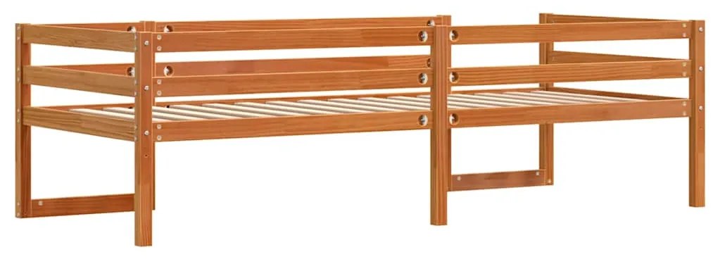 Estrutura de cama infantil 75x190 cm pinho maciço castanho-mel