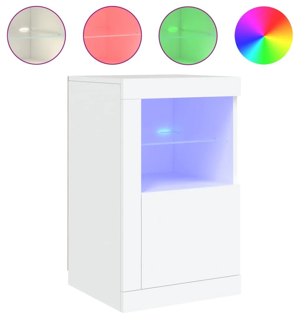 Móveis de apoio c/ luzes LED 2 pcs derivados de madeira branco