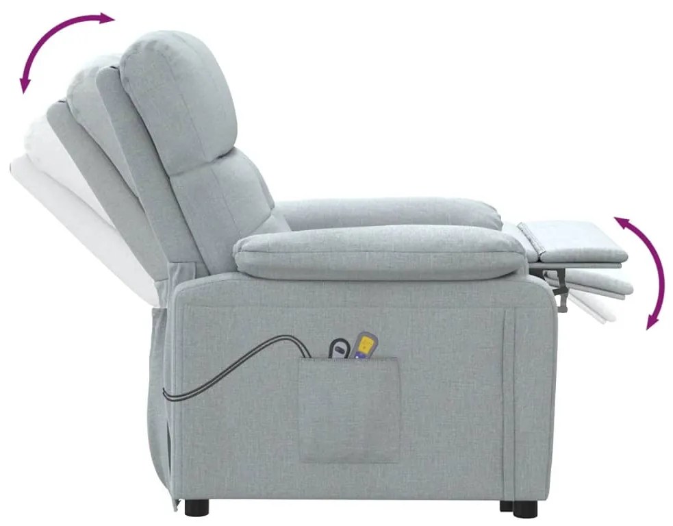 Poltrona de massagens elétrica tecido cinzento-claro