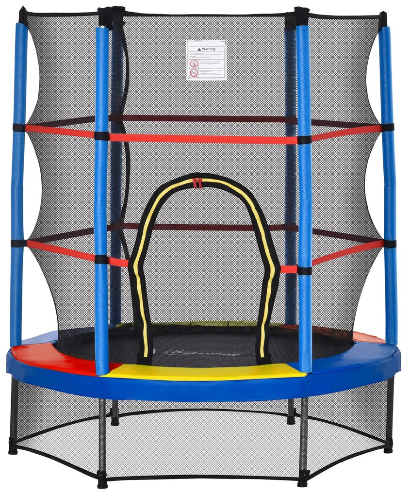 HOMCOM Trampolim Infantil Ø107 cm Trampolim para Crianças de 3-6 Anos com Rede de Segurança Carga 45 kg para Interior Ø140x160 cm Azul