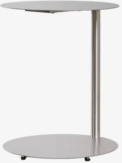 Mesa Auxiliar Redonda Ø40 Cm Em Aço Inoxidável Geninda Cinzento Escovado - Sklum