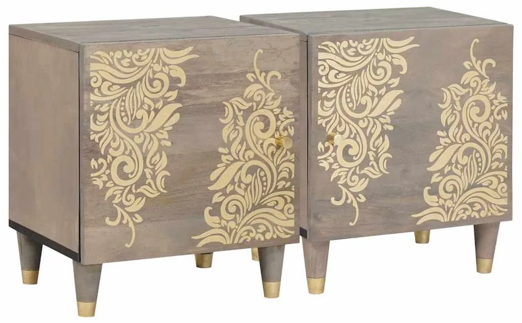 vidaXL Mesa de cabeceira com porta 2 pcs Cinzeto 40 x 33 x 46 cm