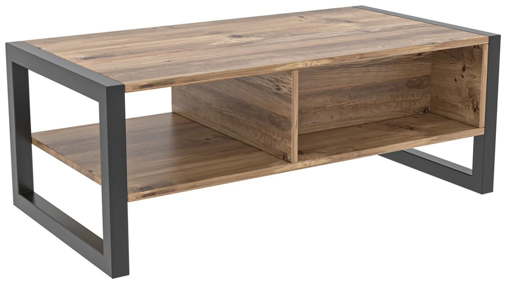 Mesa de Centro Haldizen – Pinho Atlântico Preto – 105x40x55 cm