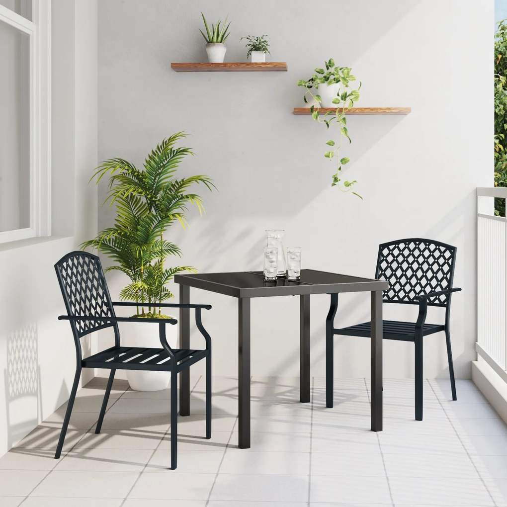 vidaXL Conjunto de Jantar para Jardim de 3 Peças em Aço Antracite
