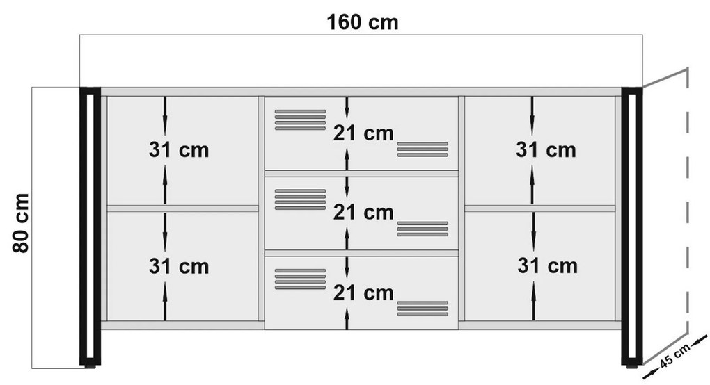 Console Cosmo – Atlantic Pine Black – 160x80x45 cm