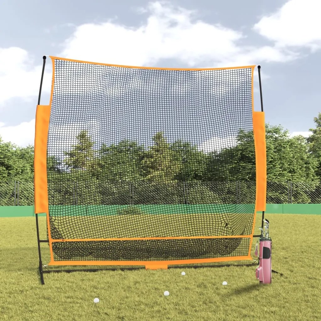 Rede p/ treino de golfe 215x107x216cm poliéster preto e laranja