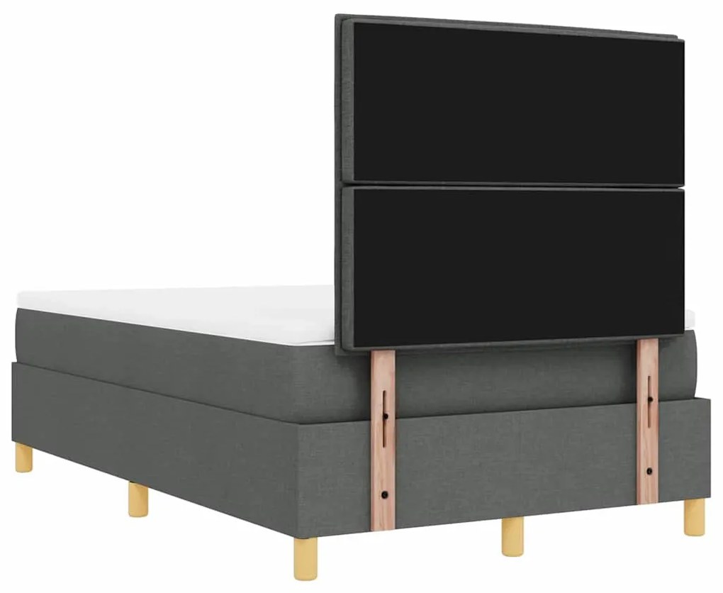 Cama com Molas com Colchão e Banco Cinza Escuro 120x190 cm Tecido
