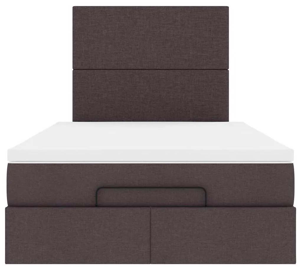 Estrutura de cama otomana com colchão 120x190cm castanho escuro