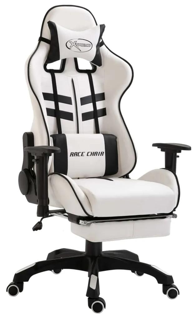 20227 vidaXL Cadeira de gaming c/ apoio pés couro artificial preto