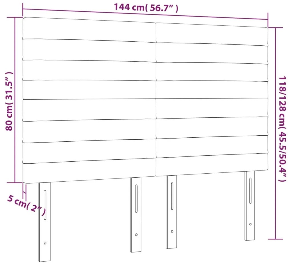 Cabeceira de cama 4 pcs tecido 72x5x78/88 cm castanho-escuro